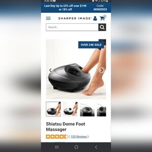 Sharper Image Black Shiatsu Dome Foot Massager
